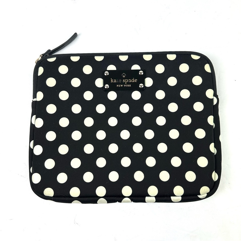 Kate Spade Mini Tablet Holder Sleeve Pouch Neoprene Black White Polka Dot Case
